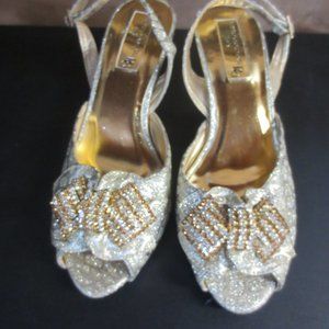 Bruno Giordano Gold Glitter Sandal - Ladies EU size 38 - US size 7